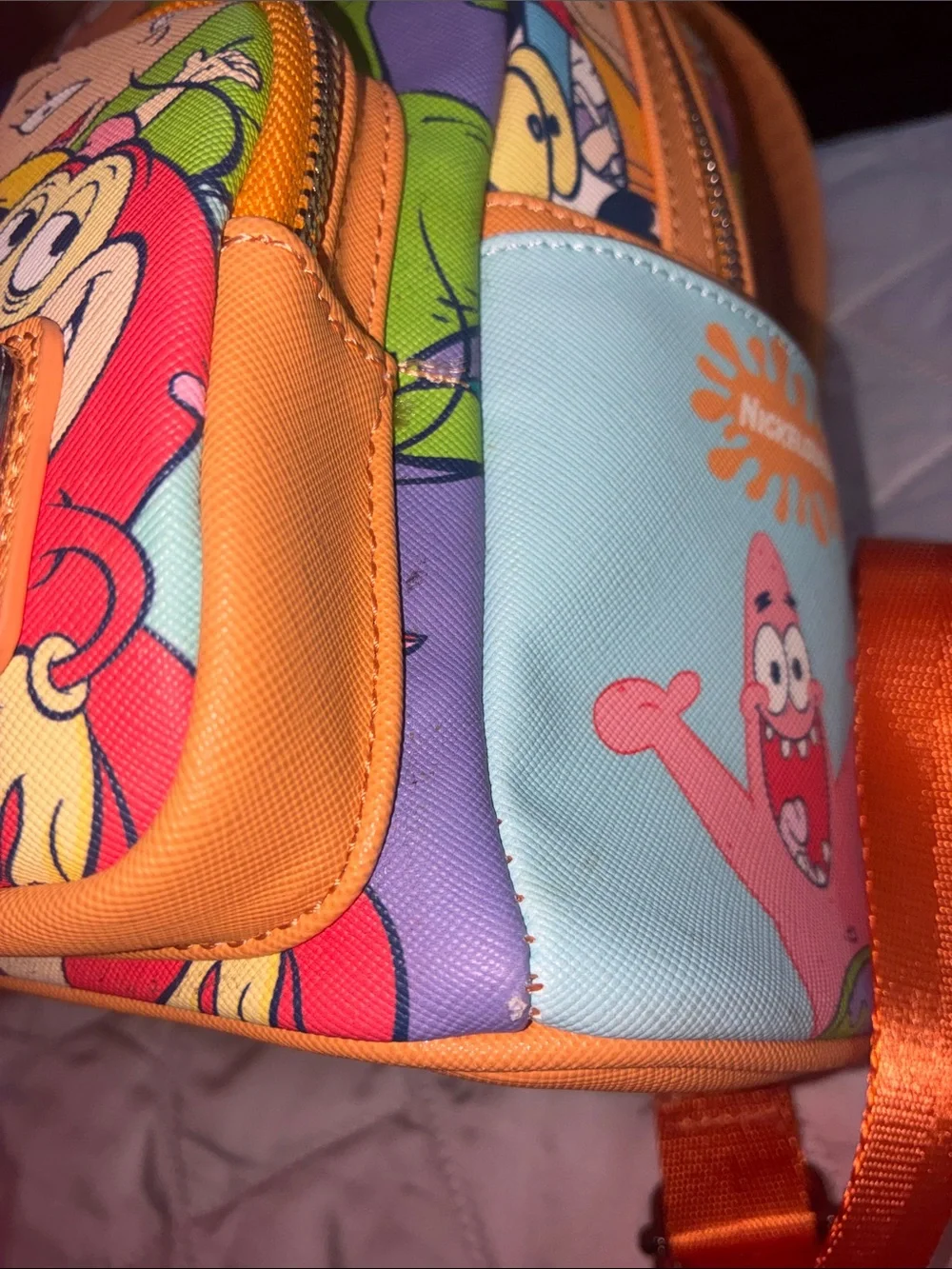 Loungefly Rugrats Multicolor Character Mini Backpack with Orange Trim